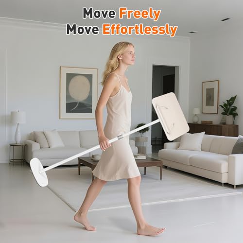 TNNOP Creamy White 19–51in Adjustable Floor Book Stand with 12.6x10.4in Tray, Page Clips