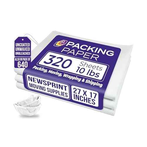 Purple Papers White Bulk Packing Paper | 320 sheets | 27" x 17" | 10 lb | Sheets for Moving - Newsprint Paper - Must Have in Your Moving Supplies | Newsprint Papers | Packaging Paper