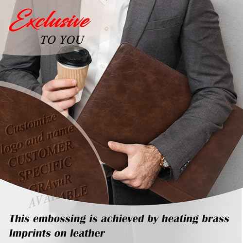 Professional 3-Ring Portfolio Organizer A4 Padfolio with Zipper, Premium PU Leather Business Planner Folder for Resume, Interview, Office, and Travel ? Dark Brown