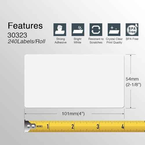 BETCKEY - Compatible DYMO 30323 (2-1/8" x 4") Shipping/Name Badge Labels, Compatible with DYMO Labelwriter 450, 4XL, NOT Fit 550 & 5XL [20 Rolls/4800 Labels]