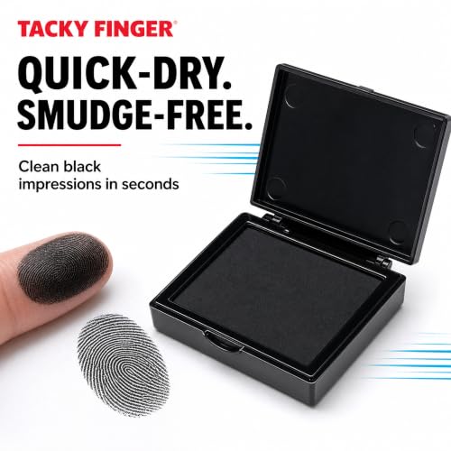 Inkless Fingerprint Pad Black 2 Pack - No Mess, Quick Dry for Notary & Legal Use