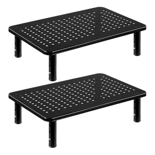 FURWOO 2 Pack Laptop Stand Desk Monitor Stand for Computer Printer Notebook 3 Height Adjustable Laptop Riser for Office Home School Black
