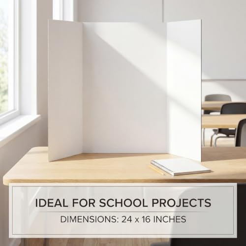 Tavira 26 x 17 Inch Trifold Poster Boards 3-Pack White Corrugated Display Boards for School & Projects