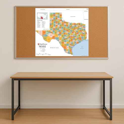 Texas Counties Map - Large - 48" x 43.5" Paper