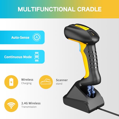 NETUM RD-1200 Upgraded Industrial Bluetooth QR Barcode Scanner with Charging Dock