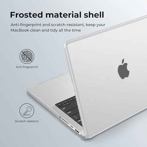 BlueSwan Anti-Cracking Hard Shell Case Compatible with MacBook Pro 14-inch M5 2025 2024-2021 Release M4 M3 M2 M1 Pro/Max Chip, Anti-Fingerprint Soft TPU Bumper, Frosted White