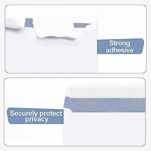 750#10 Security Envelopes, PANDRI NO.10 Self-Seal Double Window Envelopes Designed for QuickBooks Invoices, Business Statements & Documents - Number 10 Size 4 1/8 Inch X 9 1/2 Inch - 24 LB