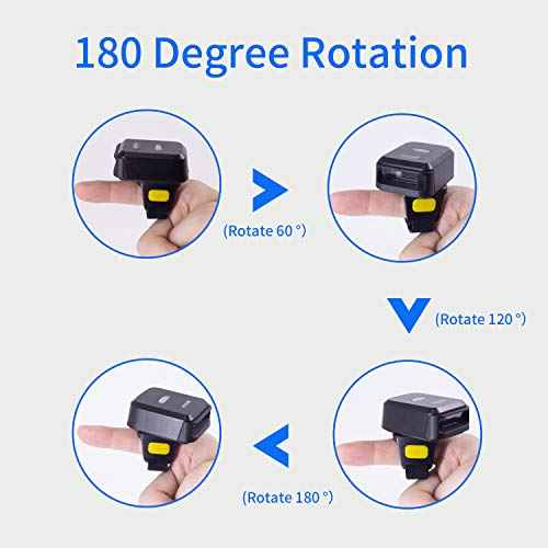 Symcode Wireless Bluetooth Barcode Scanner with Bluetooth & 2.4GHz Wireless & Wired Connection, Portable Ring Wearable Finger 1D Mini Bar Code Reader Scanner
