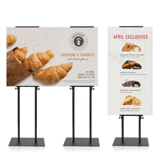 Poster Stand - Heavy Duty Poster Board Stand, Double-Sided Display for Board & Foam Sign, Floor Sign Holder Stand with Base, Adjustable Height Up to 78 inches for Wedding Restaurant Business (1 Pack)