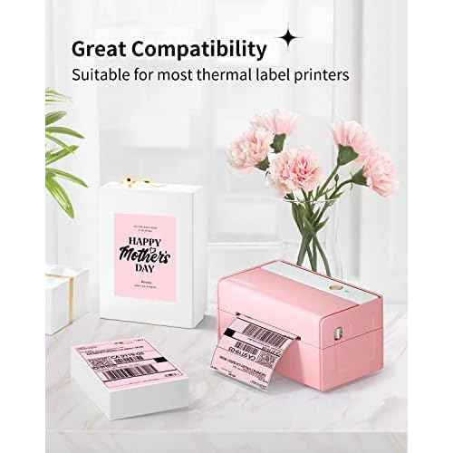 JADENS 4X6 Thermal Direct Shipping Label Compatible with JADENS MUNBYN, IDPRT, Rollo, Postage Label Paper for Small Businesses, 250 Labels/Pack, Pink
