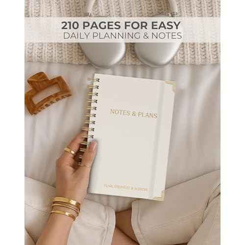 ZICOTO Aesthetic Daily Planner And Notebook With Hourly Schedule - Beautiful Spiral To do List Notepad For Work/Home to Organize Tasks And Appointments - Stylish School/Office Supplies Book For Women