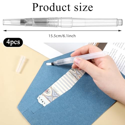 4 Pcs Envelope Moistener Pen Set with Nylon Brush for Office & Mailing