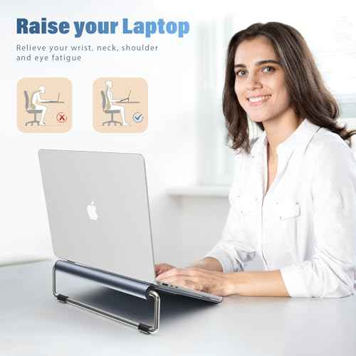 Yangkelly Laptop Stand Foldable Notebook Holder Portable Computer Riser Aluminum Alloy Elevator