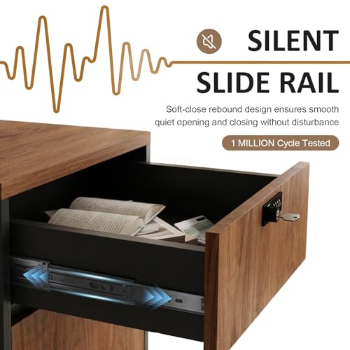 L Shaped Reception Desk with Counter, Iron Grey, Left Assembly, 63x24x41 inches