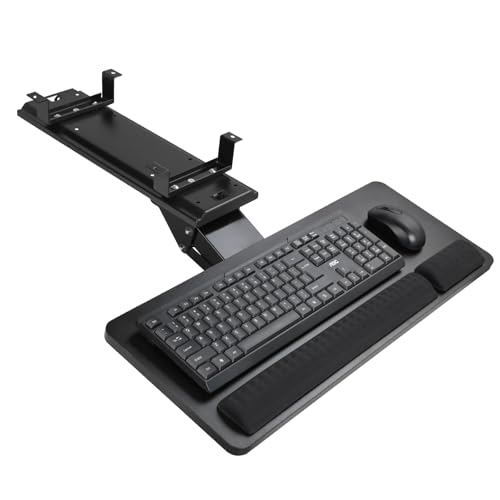 Keyboard Tray Under Desk,25x9.84'' Large Slide Out Swivel Tilt Computer Keyboard Drawer for Home Gaming Office Desk, Dual Mount,Black