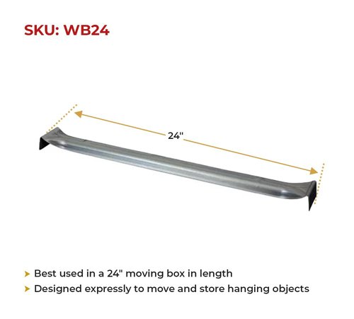 Mytee Products (10 Pack 24" Wardrobe Hanger Bar for Wardrobe Moving Boxes Packing & Moving