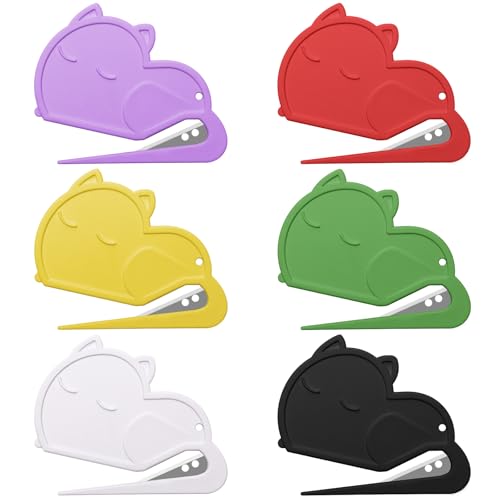 Luxiv 6 Pack Cat-Shaped Letter Openers Mini Envelope Slitter Tools Safe & Colorful