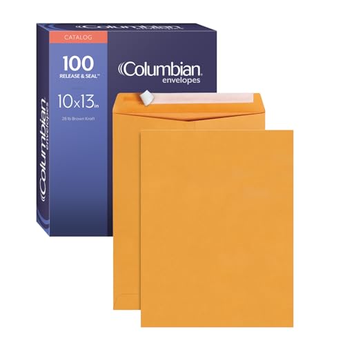 Columbian 10x13 Self Seal Catalog Envelopes Brown Kraft 28 lb 100 Pack