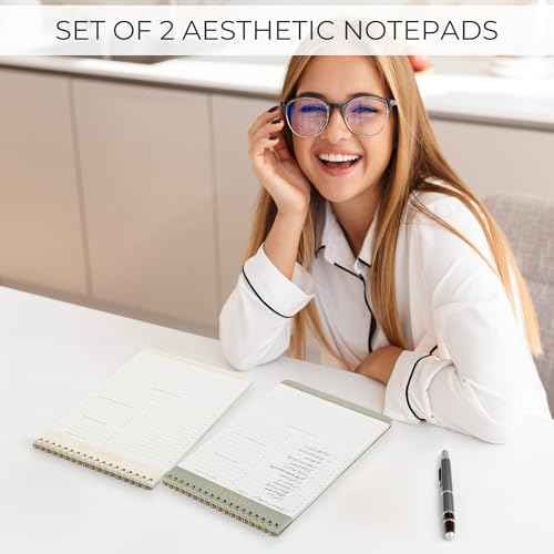 ZICOTO Beautiful To Do List Note Pads Set Of 2 for Easy Daily Planning - The Perfect Work Notepads, Notebooks and Office Desk Supplies For Women - Perfect to Effectively Organize Your Tasks