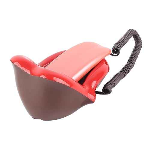 Red Funny Corded Speakerphone,Large Tongue Shape Telephone Desk Phone Home Decoration