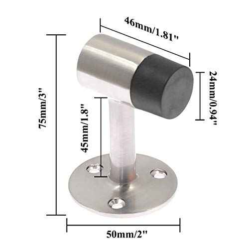 3 Inch / 75mm Heavy Duty Floor Stop, Door Stopper Stainless Steel Brushed Nickel - Pack of 6