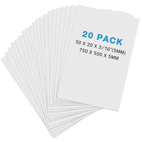 Tenceur 20 Pcs Large Foam Boards Bulk Foam Core Backing Board 3/16 Inch Thickness Foam Core Board Foam Poster Boards for Presentations, School, Office, Art Projects(White,20 x 30 x 3/16 Inches)