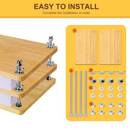 Book Press, Wooden Bamboo Flower Press Machine, Portable Book Binding Kits for Handmade Bookbinding, Manual Paper Press (11.6 x 7.9 Inch - 3 Floor), Double Layer