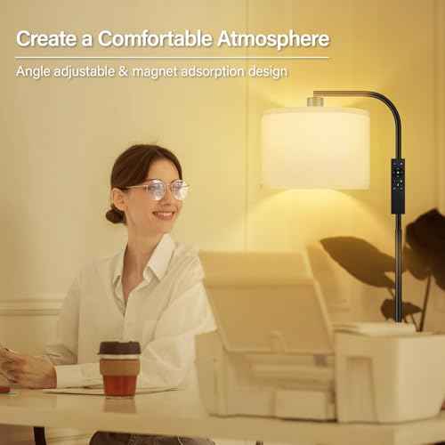 BoostArea Dimmable Floor Lamp for Living Room,Arc Sofa Lamps with Remote Control,Stepless Dimmable & Colors Temperature,2700k-6500k,67 in,Tall Modern Standing Lamp for Bedroom Study Room Office,White