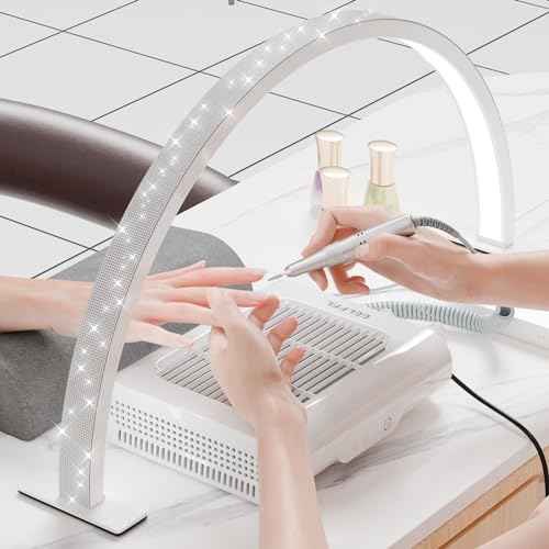 Large Half Moon Light for Nail Desk, 30" 48W Professionals Led Light, Desk Lamp for Lash Eyelash Extension,Makeup Desk lamp,Color Temperature 2700K-6000K, Salon&Home(Crystal Diamond)