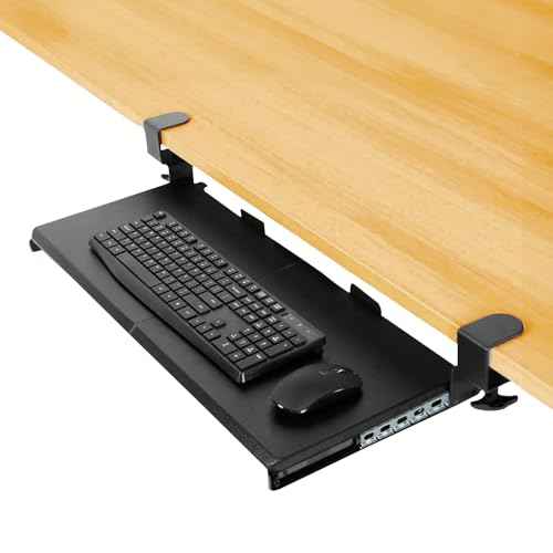 Keyboard Tray Under Desk Slide Out ? Large 27" (31" Wide with Clamps) Computer Drawer Pull Out with Sturdy C-Clamp Mount, Ergonomic Keyboard Holder Under Desk Tray, Black