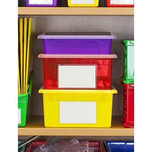 Storex Letter Size Flat Storage Tray ? Organizer Bin with Non-Snap Lid for Classroom, Office and Home, Black, 5-Pack (62535U05C)