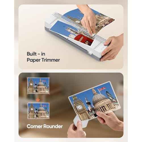 9-Inch Thermal Laminator Machine with Built-in Paper Trimmer & Corner Rounder, Fast 4-Min Warm-Up, Jam-Free System, Ideal for Home, Office & School