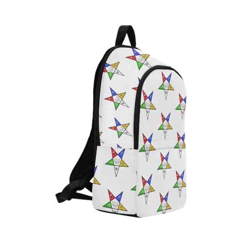 Generic OES Backpack Order of Eastern Star Print Travel Backpack, suitable for travel trips, sessions, business or for work (White OES logo back pack), Large Adult Size