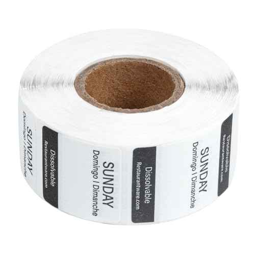 Restaurantware RW Smart 1 Inch x 1 Inch Food Rotation Labels 3500 Dissolvable Food Safety Labels - Premium Trilingual Paper Day Of The Week Labels For Food Storage Or Prep Weekly
