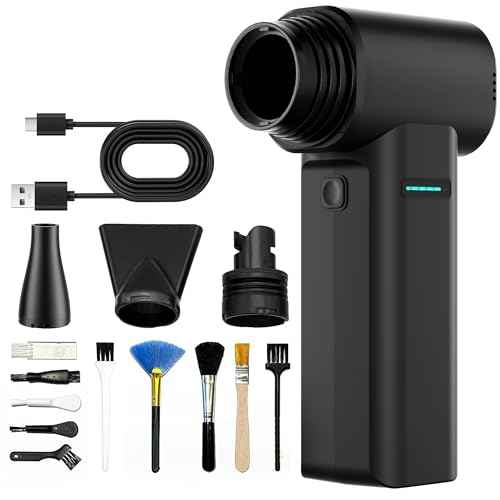 Electric Air Duster, max 1.1lbs Wind Force Brushless Motor, Super Power Compressed Air Duster, 3-Gear Dust Blower, Fast Charging, Electric Duster for PC, Car, House, Outdoor (Black, 40MM)