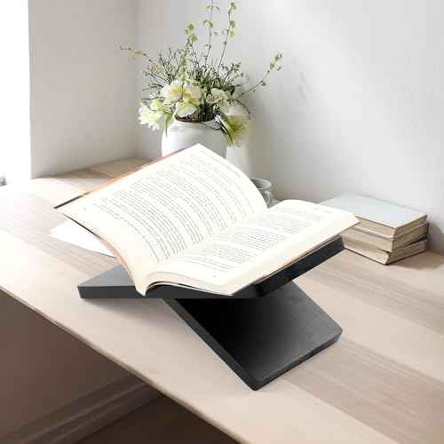 Book Stand for Reading - Solid Wood Book Holder for Open and Closed Books, Cookbook, Magazines, Textbooks (Redwood)