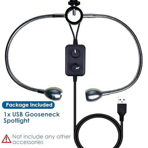 Upwtkim USB Dual Gooseneck Microscope Light - Pillar Spotlight for Stereo & Digital Microscopes