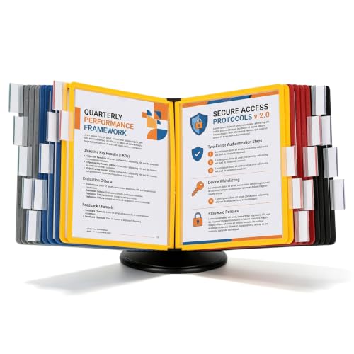 10‑Pocket Desktop Document Organizer with Rotatable Base - LuoVoy