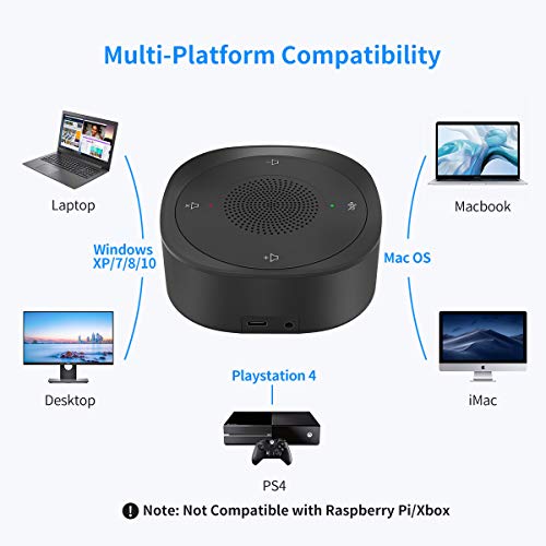 USB Speakerphone Microphone, Conference Speaker Omnidirectional Computer Mic, with 360¨¬ Voice Pickup, Touch-Sensor Buttons for Mute/unmute, Streaming, Call Speaker Skype, Webinar, Interview -(JV801)
