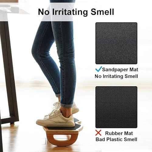 StrongTek Ergonomic Wood Foot Rest for Enhanced Circulation & Comfort, 350lbs Capacity, Rocker Balance Board for Standing Desks, Non-Slip, No Assembly, 18" Wide - Ideal for Office/Home