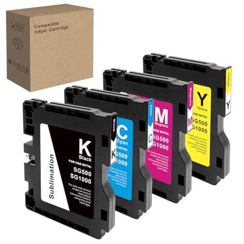 SG500 SG1000 Sublimation Ink Cartridge with Latest Upgraded Chip No AB Version Compatible with Sawgrass Virtuoso SG500 SG1000 Printer Pack of 4 (BK/C/M/Y)