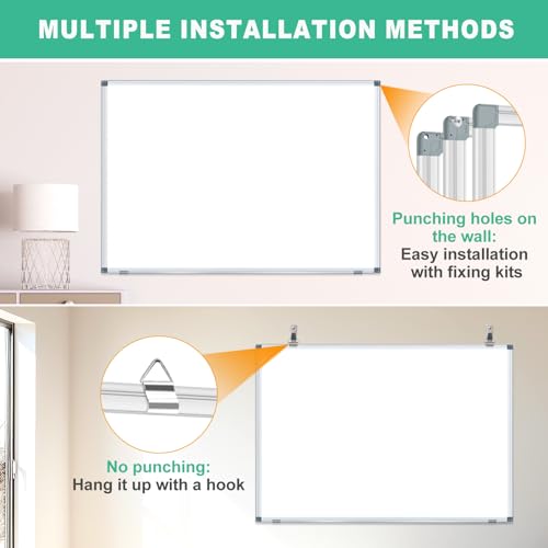 36x24 Inch Magnetic Whiteboard with Aluminum Frame, Includes Markers & Magnets