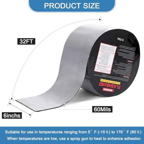 Flashing Roll Tape Asphalt Membrane, 6 inches X 32 Feet 60Mil Thick Waterproof Asphalt Patch Seal Tape Roll, Self-Adhesive Roof Sealant, Asphalt Repair for Door Roof Window Gutter Outdoor £¨2 Rolls)