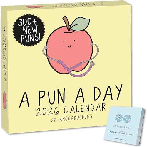 Rockdoodles 2026 Punny Day-to-Day Calendar | Funny Daily Desktop Calendar Christmas Stocking Stuffer Gift for Home or Office, Daily Tear Off Pages With New Puns | A Pun A Day by Rockdoodles
