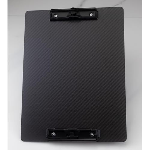 Carbon Fiber 2-Clip Clipboard with Pen Holder,Black Outdoor Double Clip Clipboard 8.5x11,3k Twill Carbon Fiber with 2 Strong Metal Clips, A4/Letter Size