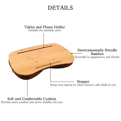 SUMISKY Lap Desk-Portable Laptop Table with Bamboo Platform Phone Holder (M(18.5"x11.8"))