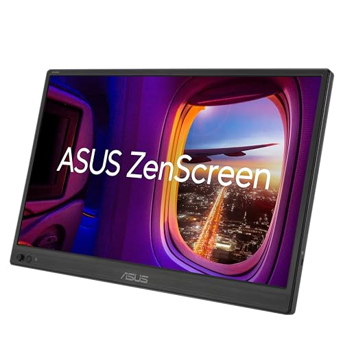ASUS ZenScreen 16” Portable USB Monitor (MB169CK) - Full HD, IPS, Dual USB-C, Mini-HDMI, Eye Care, Flicker Free, Blue Light Filter, Anti-Glare Surface, 360° Kickstand, 3 yr Warranty