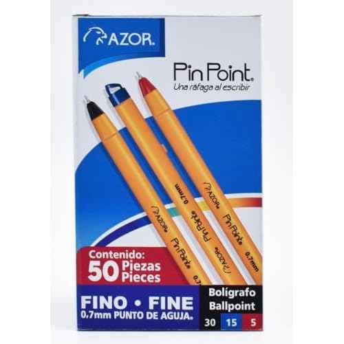 Pin Point Fine Point Writing Pens 0.7mm ? Ballpoint Pens Assorted (50 Pack: 30 Black, 15 Blue, 5 Red)