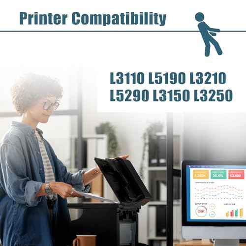 T544 Ink Bottles Replacement Compatible for L3110 L5190 L3210 L5290 L3150 L3250 Printers (4-Pack Black Cyan Magenta Yellow)