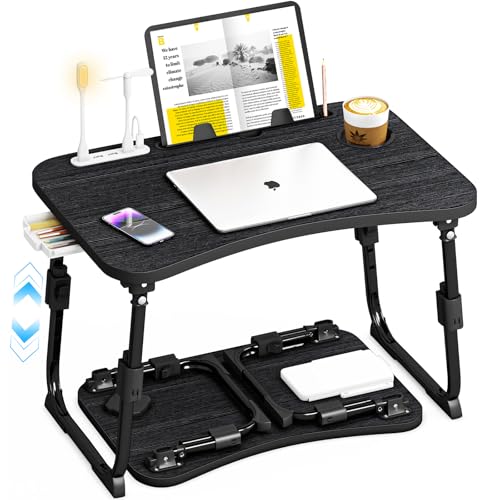 Adjustable Bed Lap Desk with Storage Drawer & Cup Holder - Portable Laptop Stand for Bed & Sofa